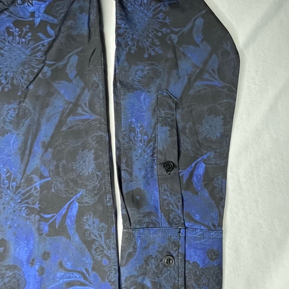 Affliction Blue and Black Skull Pattern Shirt - Picture 6 of 12